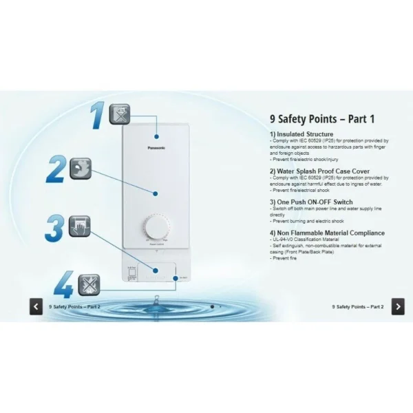 PANASONIC DH-3MS1MW 3.6kW Non-Pump Water Heater
